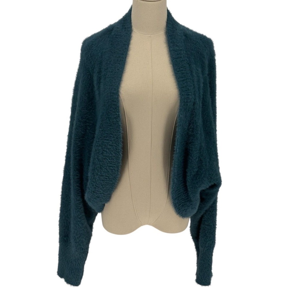 NWT Torrid 6‎ 6X 30 Blue Green Eyelash Shrug Sweater Plus Size Cropped Knit